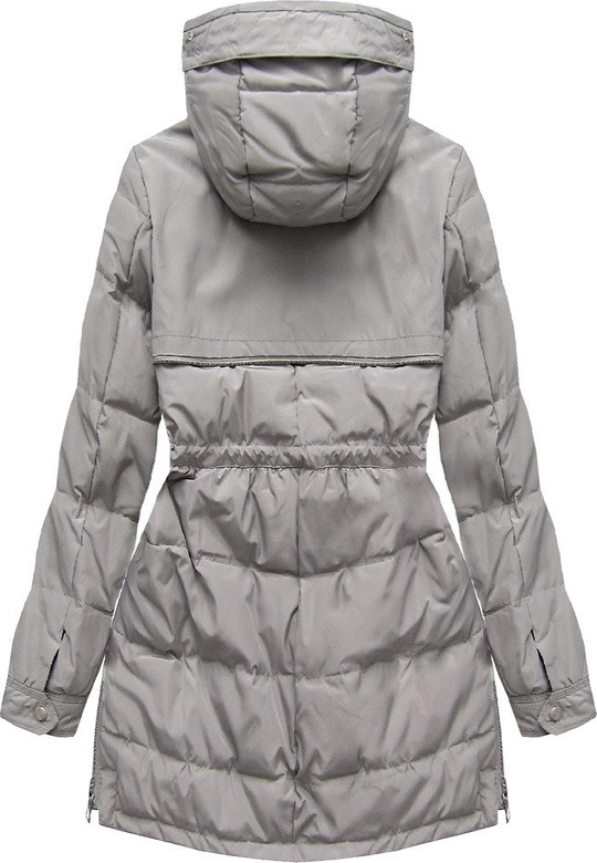 PIKOWANA KURTKA Z PUCHEM NATURALNYM SZARA (8081)