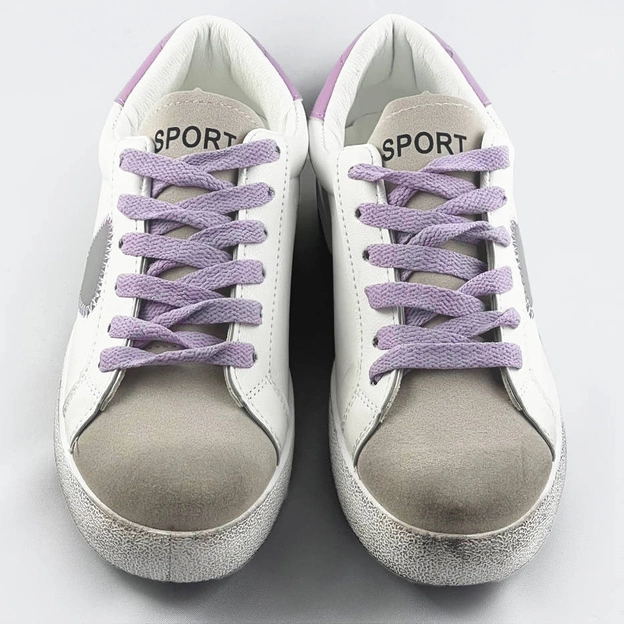 Damskie trampki z łączonych materiałów biało-fioletowe (1088)