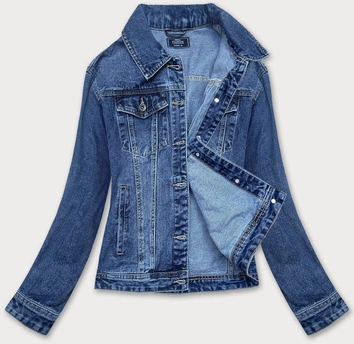 KLASYCZNA KURTKA DŻINSOWA DAMSKA CIEMNA NIEBIESKA (D3577)