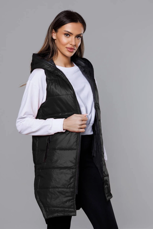 Kamizelka z geometrycznym dołem czarna (B0122-1)