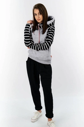 KOMPLET DRESOWY Z KAPTUREM CZARNO-SZARY (AMG740A)