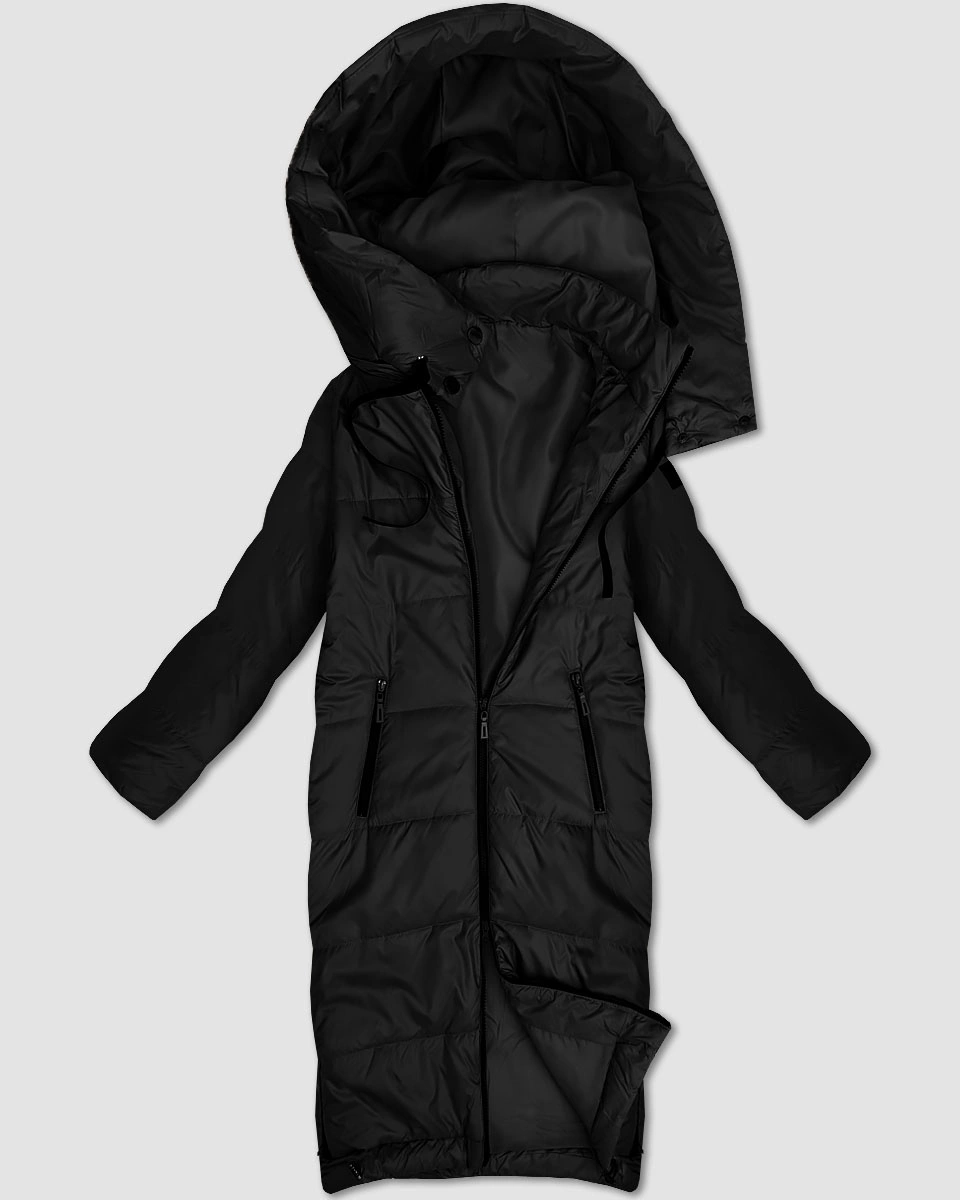 Długa lekko ocieplana kurtka damska S'West czarna (B8509-1)