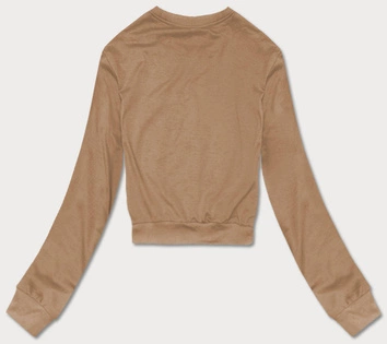 Cienka krótka bluza dresowa damska cappuccino (8B938-91)