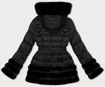 Przejściowa pikowana kurtka damska z futerkiem J Style czarna (11Z8087)