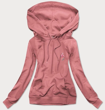 BLUZA DAMSKA Z KAPTUREM FLAMING BRUDNY RÓŻ (N4594)