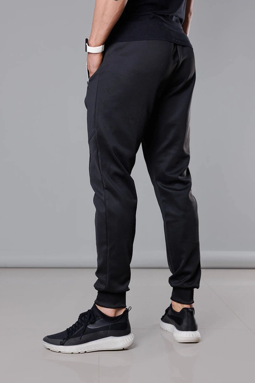 Męskie spodnie dresowe ze ściągaczami czarne (8K167)