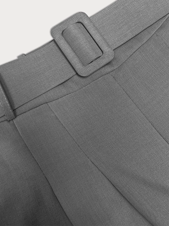 Eleganckie spodnie damskie z paskiem szare (18727)