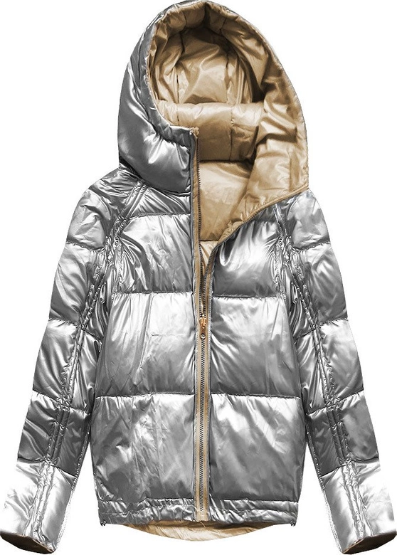 DWUSTRONNA ZIMOWA KURTKA DAMSKA ZŁOTA (X921X)