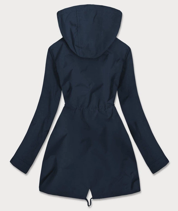 DWUSTRONNA PARKA DAMSKA Z KAPTUREM GRANATOWA W KROPKI (W354-1BIG)