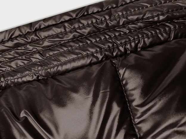 Gruba dwustronna kurtka zimowa damska brąz-ecru (V768g)