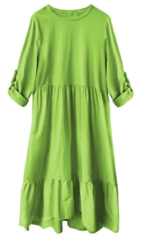 BAWEŁNIANA SUKIENKA OVERSIZE LIMONKOWA (278ART)