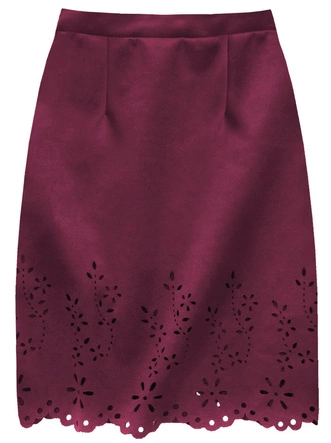 ZAMSZOWA SPÓDNICA Z AŻUROWYM DOŁEM BURGUNDOWA (3229)