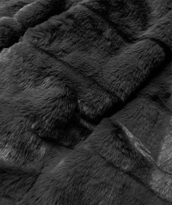 Kurtka damska futro z kapturem czarna (br9742-1)