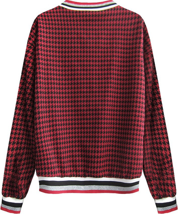 BAWEŁNIANA BLUZA W PEPITKĘ CZARNO-CZERWONA (463ART)