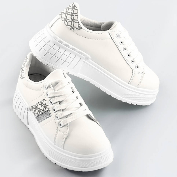 Sneakersy na grubej podeszwie białe (ad-576)