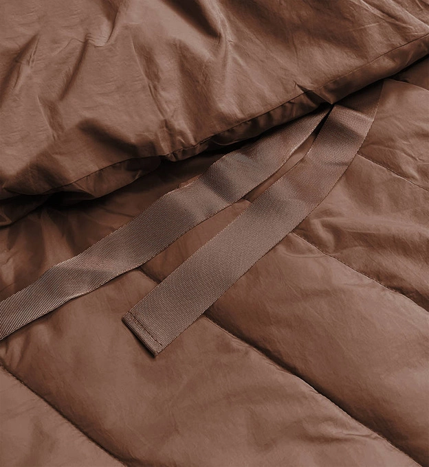 ASYMETRYCZNA KURTKA DAMSKA OVERSIZE KARMELOWA (1535)