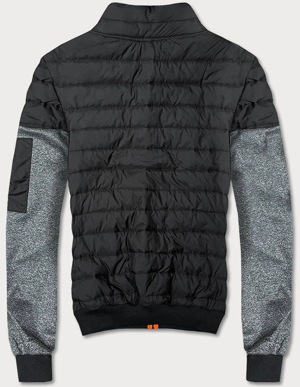 Kurtka męska z neonowymi zamkami czarny-grafit (8M907-392)