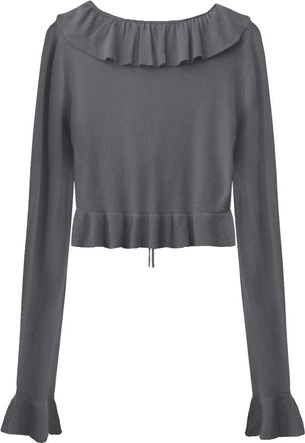 KRÓTKI WIĄZANY SWETEREK CIEMNOSZARY (1578)