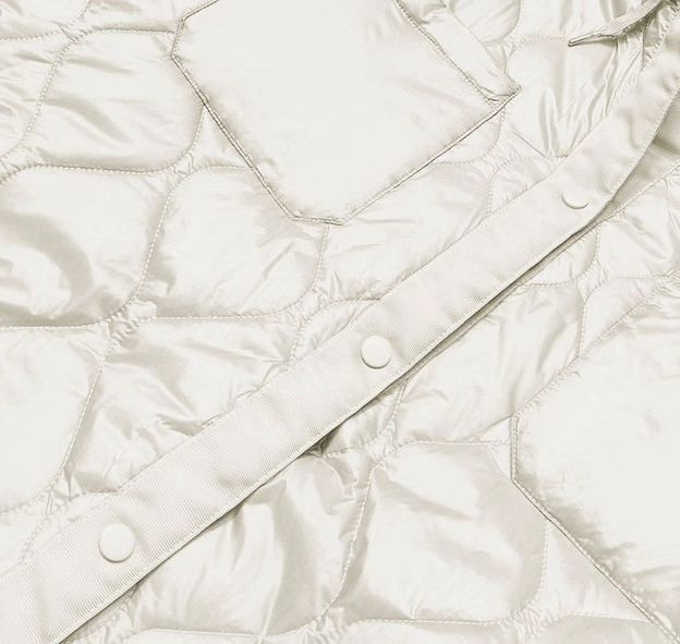 Oversizowa pikowana kurtka damska z kapturem ecru (ag5-010)