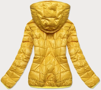 Krótka dwustronna kurtka damska przejściowa żółta (m832a)