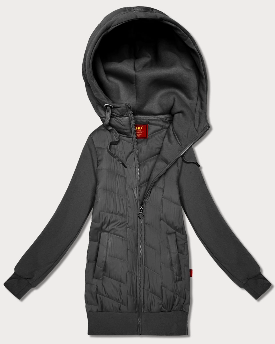 Damska bluza z kapturem z łączonych materiałów Goodlookin grafitowa (AMG-175)