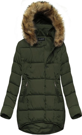 PIKOWANA KURTKA Z KAPTUREM KHAKI (X859X)