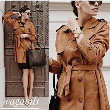 DWURZĘDOWY TRENCZ ZAMSZOWY CZERWONY (6003)