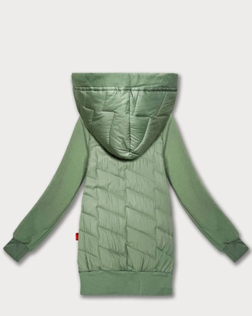 Damska bluza z kapturem z łączonych materiałów Goodlookin pistacjowa (AMG-175)