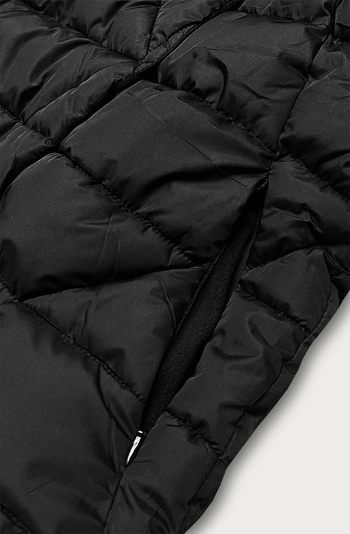 Długa kurtka zimowa damska z kapturem czarna (my043)