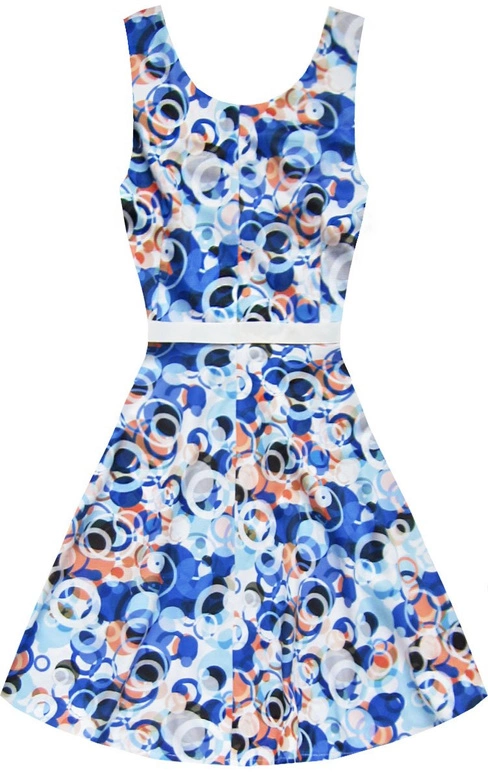 WZORZYSTA SUKIENKA NIEBIESKA (ART47)