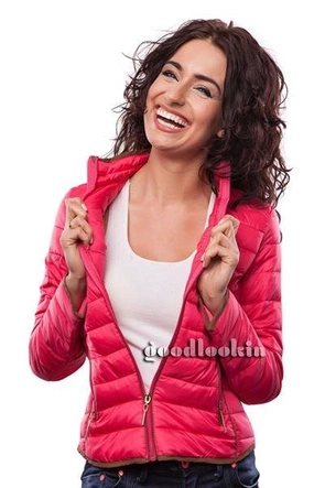 PIKOWANA KURTKA ZE STÓJKĄ RÓŻOWA (LD-7088)