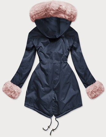 PARKA DAMSKA ZIMOWA NA MISIU GRANAT-RÓŻ (B530-3081)