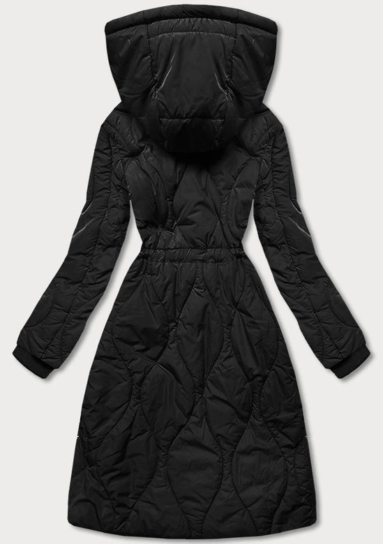 Zimowa kurtka damska do kolan czarna (m-21601)