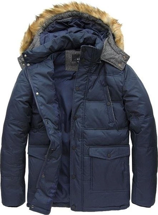 KURTKA ZIMOWA Z PUCHEM NATURALNYM GRANATOWA (5006)