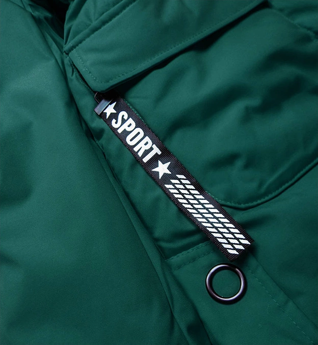 KURTKA ZIMOWA DAMSKA Z OZDOBNĄ PODSZEWKĄ ZIELONA (B9576-10)