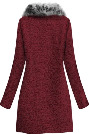 KRÓTKI PŁASZCZ ZIMOWY ZE STÓJKĄ BORDOWY (536/2ART)