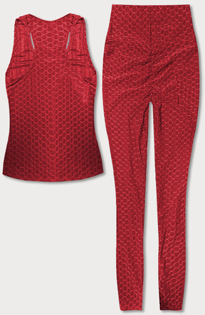 Sportowy komplet top i legginsy czerwony (YW88037-5)