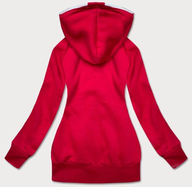 DAMSKA BLUZA DRESOWA Z KONTRASTOWYM ZAMKIEM CZERWONA (AMG837A)