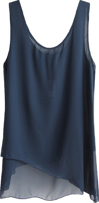 ASYMETRYCZNA SZYFONOWA BLUZKA GRANATOWA (X6001X)