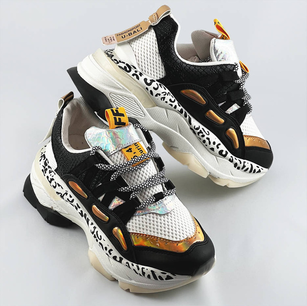 Damskie sneakersy panterka czarne (bx1827-sp)