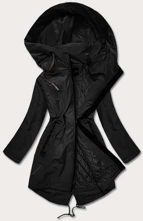 PROSTA KURTKA DAMSKA ZE SKOŚNYMI KIESZENIAMI CZARNA (HS-1832-1)