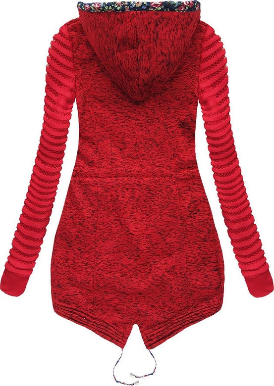 CIEPŁA BLUZA Z KAPTUREM CZERWONA (LX723)