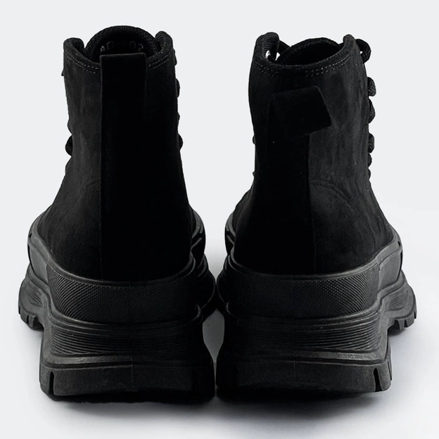 Wysokie trampki z imitacji zamszu czarne (ad-402)