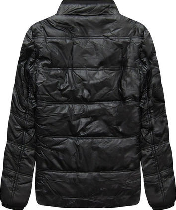 KURTKA ZIMOWA Z EKOSKÓRY CZARNA (51017)