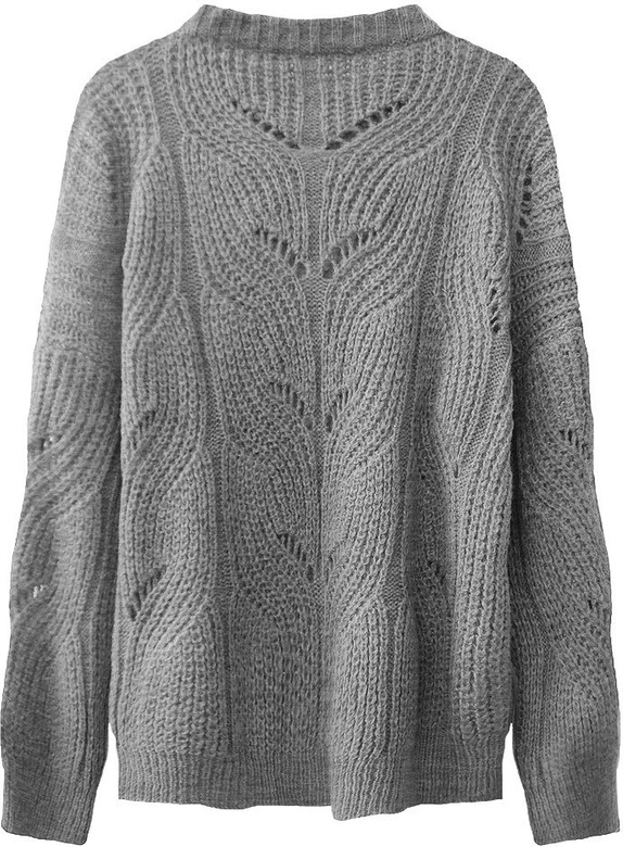 MIĘKKI AŻUROWY SWETER CIEMNOSZARY (495ART)