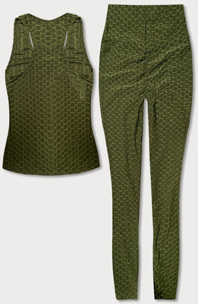 Sportowy komplet top i legginsy oliwka (YW88037-7)