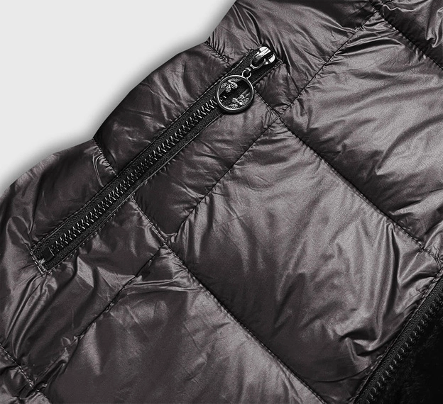 Dwustronna kurtka futro damska brązowa (b8053-101)