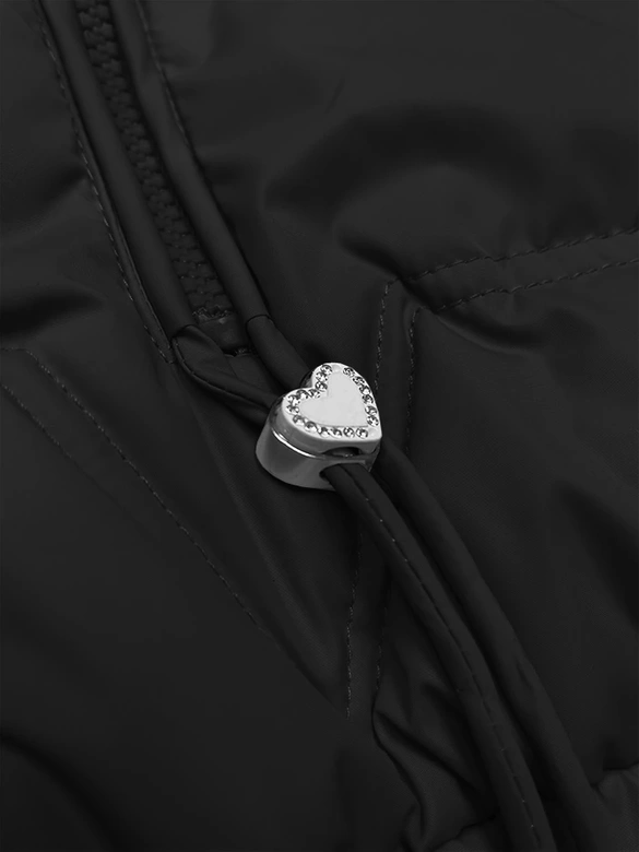 Pikowana kurtka z odpinanym kapturem Miss TiTi czarna (2482)