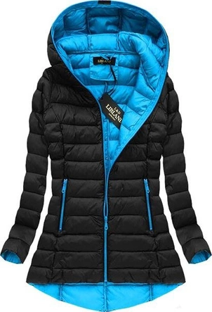 PIKOWANA KURTKA Z KAPTUREM CZARNA (7152)