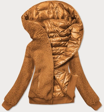 DWUSTRONNA KURTKA DAMSKA BARANEK KARMELOWA (H-989-37)